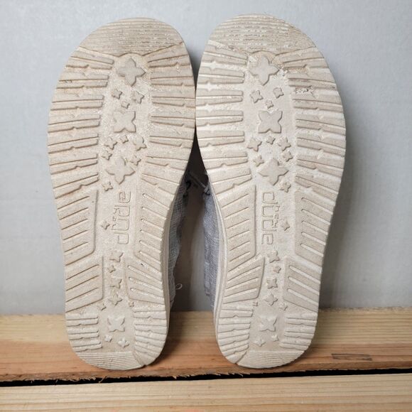 Hey Dude Linen Grey Wendy Youth Shoes - Size Y2 - L3 - Picture 5 of 6